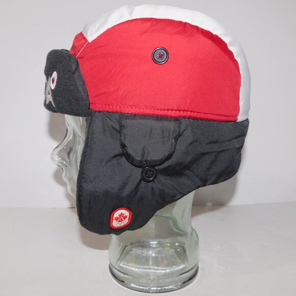 VTG HBC 2010 Vancouver Olympics Team Canada Youth Trapper Hat Cap Ear Flaps - Picture 2 of 9